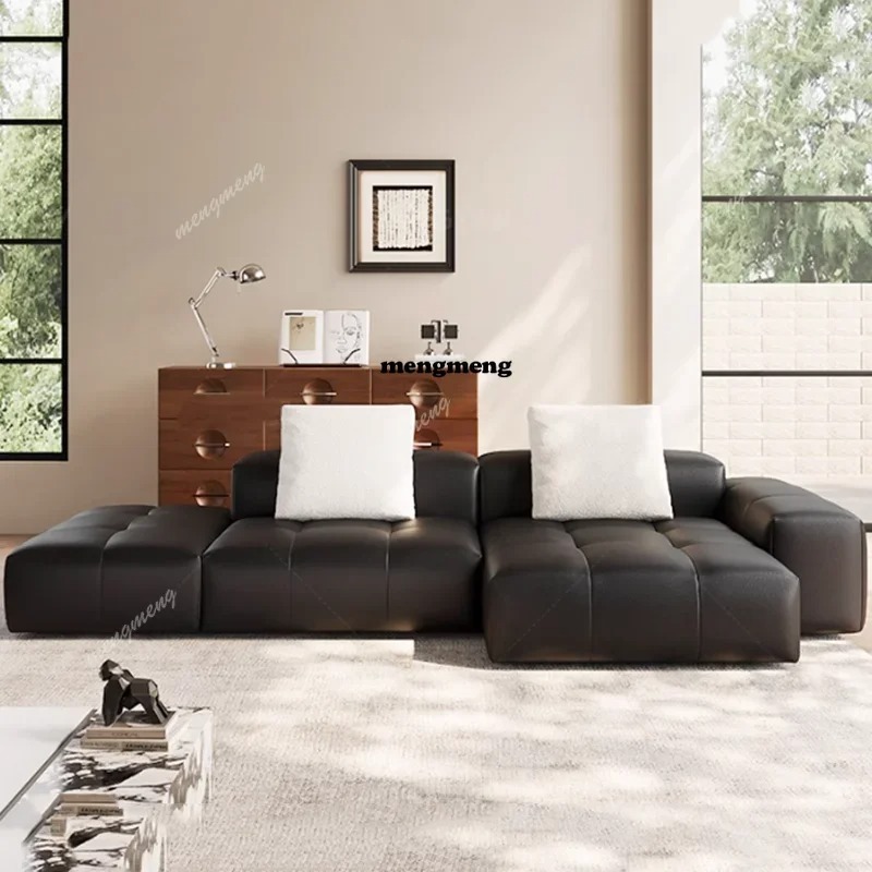 Home Cinema Furniture - أريكة جلدية مضغوطة بتصميم نورديك، كراسي