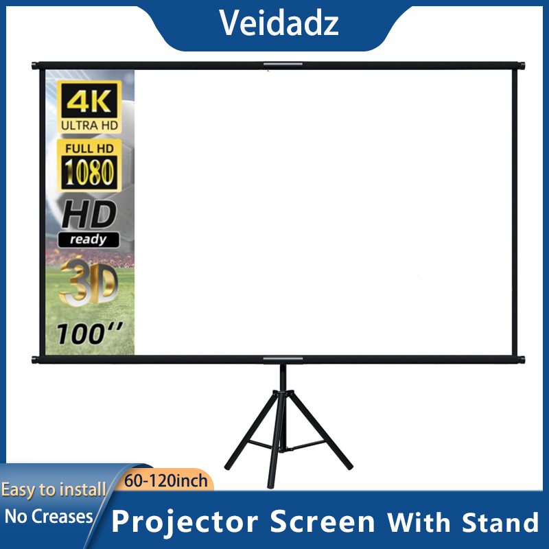 Home Cinema Blanc - شاشة عرض VEIDADZ مع حامل قابل