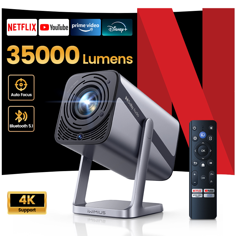 Netflix Home Cinema - بروجيكتور WIMIUS بدقة 4K مرخص من