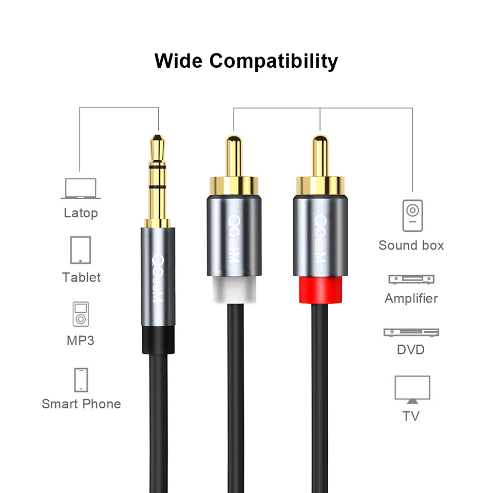 QGeeM RCA كابل 2RCA إلى 3.5 ال - مراجعة Home Cinema Amplifier وسعره