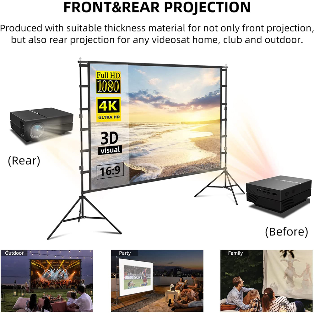 شاشة عرض VEIDADZ مع حامل أبيض  - مراجعة Home Cinema Blanc وسعره